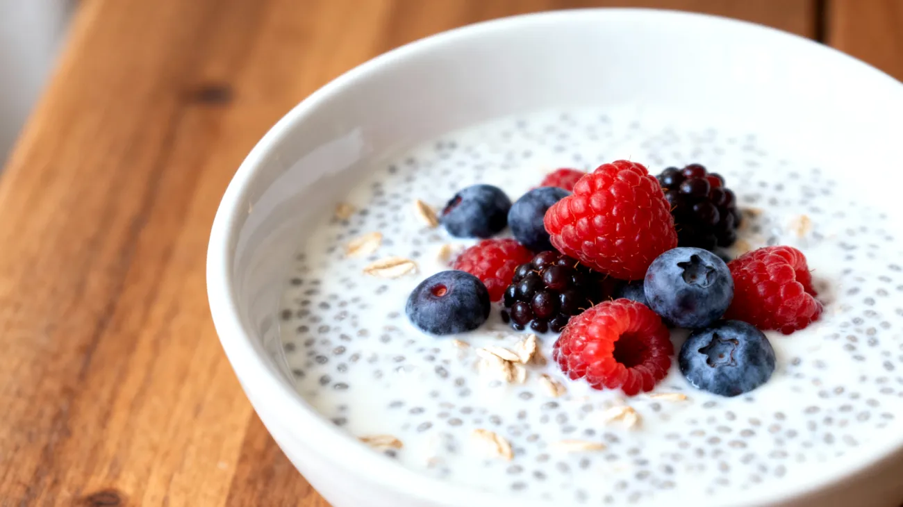 Chiasamen-Pudding mit Kefir und fermentierten Haferflocken"