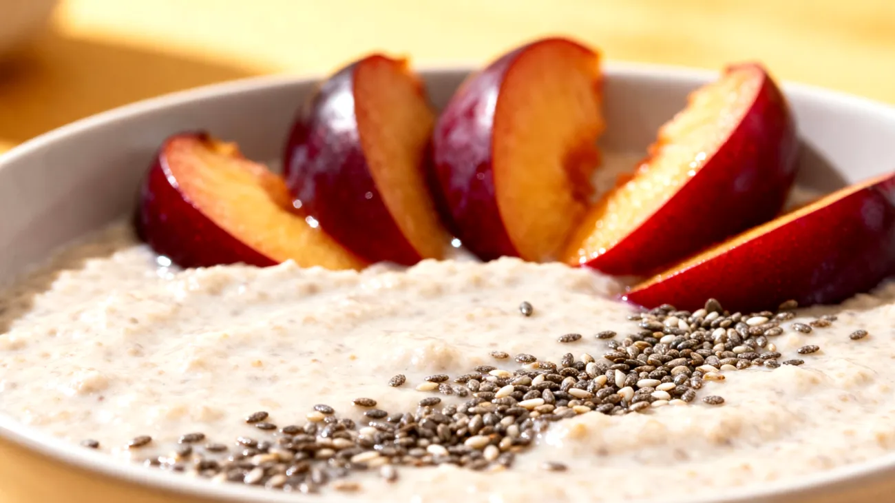 Flohsamenschalen-Pudding mit Chiasamen und Pflaumen"