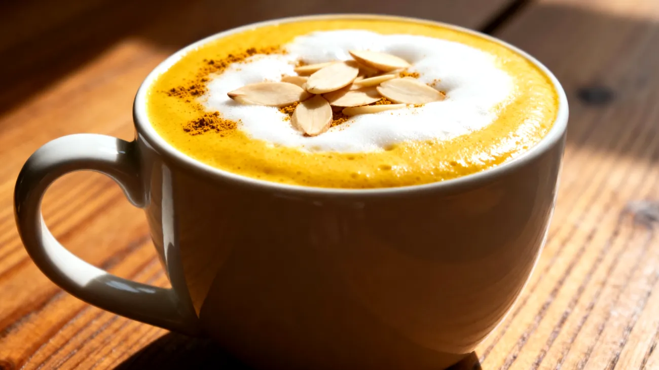 Goldene Milch mit Ashwagandha und Mandelmousse"