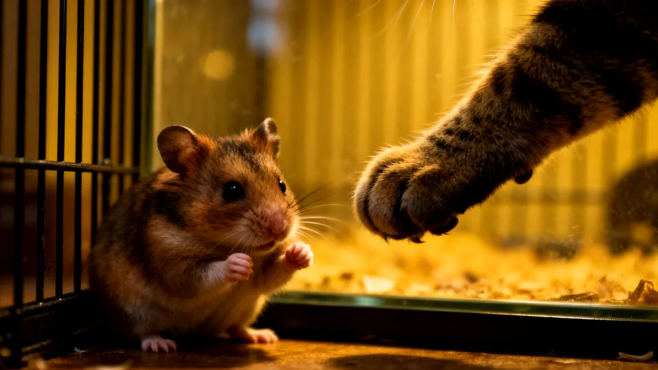 Hamster zeigen oft Stress und Aggression gegenüber anderen Tieren im Haushalt, da sie territoriale Einzelgänger sind und durch Gerüche, Geräusche oder direkte Begegnungen mit anderen Haustieren verängstigt werden können"