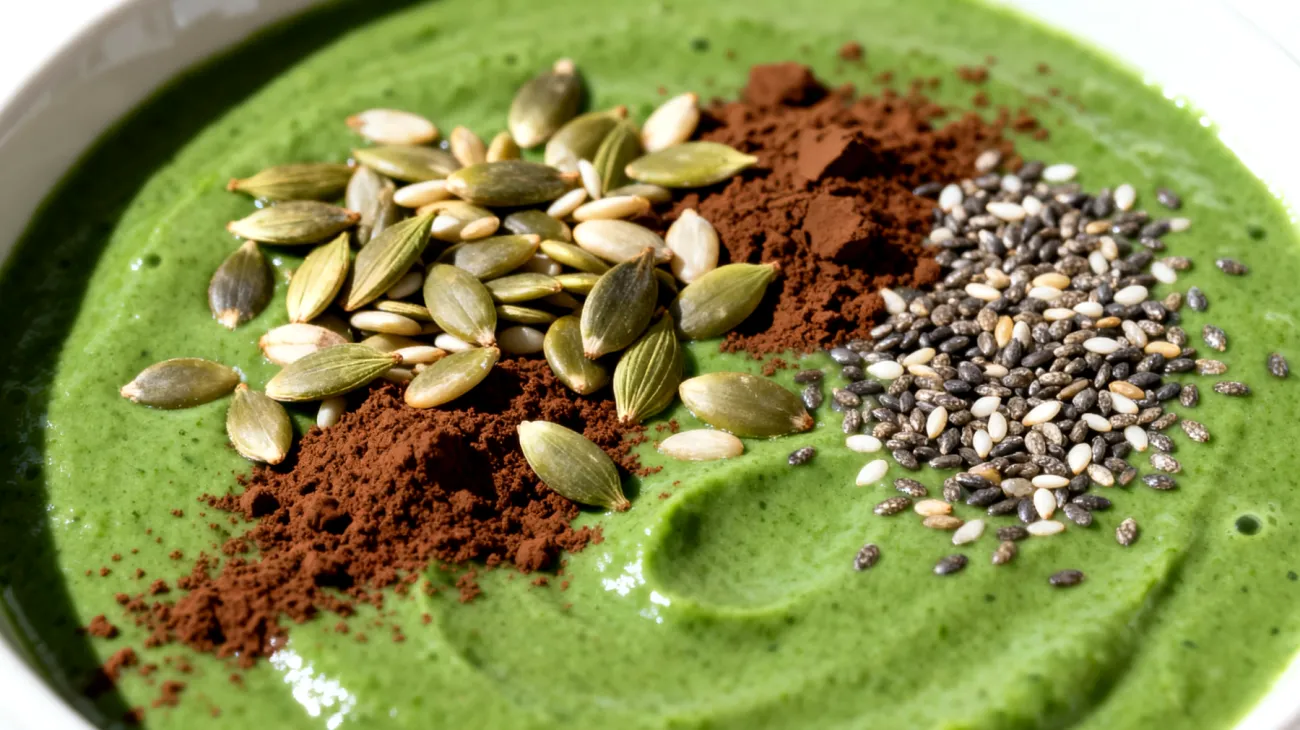 Hanfsamen-Spirulina-Pudding mit Chiasamen und Kakao"