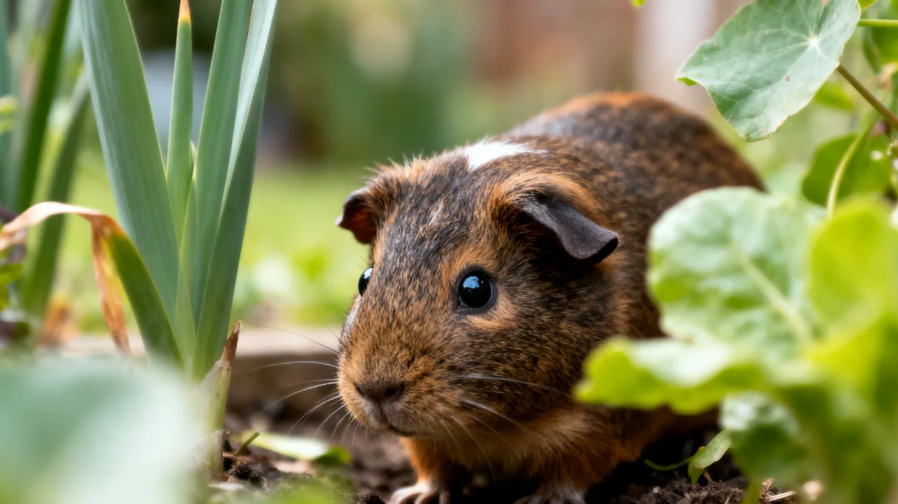 Meerschweinchen zeigen im Garten ungewöhnliches Verhalten wie übermäßiges Verstecken oder Fluchtreaktionen aufgrund der ungewohnten Umgebung, Geräusche und Witterungseinflüsse, was Stress verursacht und eine schrittweise Gewöhnung an den Außenbereich erfordert"
