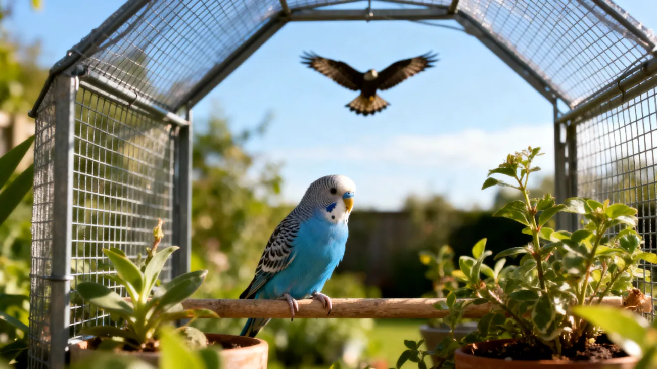 Wellensittiche benötigen sichere und artgerechte Beschäftigung im Gartenbereich, da viele Gartenpflanzen giftig für sie sind und gleichzeitig Raubvögel eine Gefahr darstellen, während die Vögel dennoch frische Luft und natürliche Stimulation brauchen"